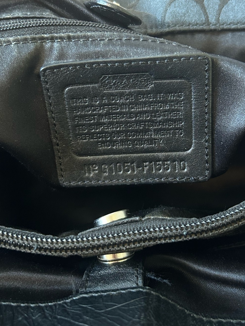 Coach Ashley Signature Black Sateen and Leather Satchel with Silver Hardware - Picture 9 of 11